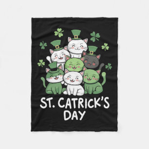 Funny St Patricks Catricks Day Cats St Patricks Da Fleece Blanket