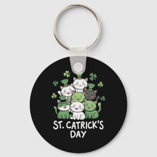 Funny St Patricks Catricks Day Cats St Patricks Da Keychain