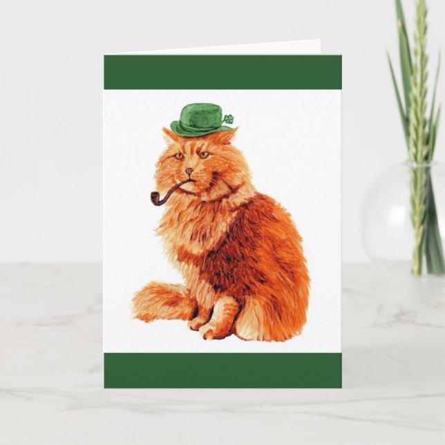 Funny St. Patricks Day Cat Card (Front)
