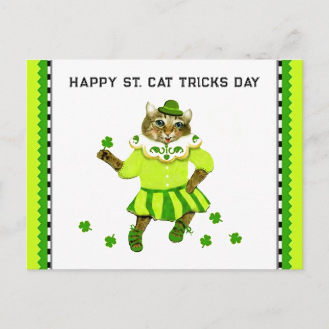 Funny St. Patrick's Day Cat Postcard (Front)