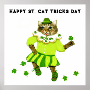 Funny St. Patrick's Day Cat Poster