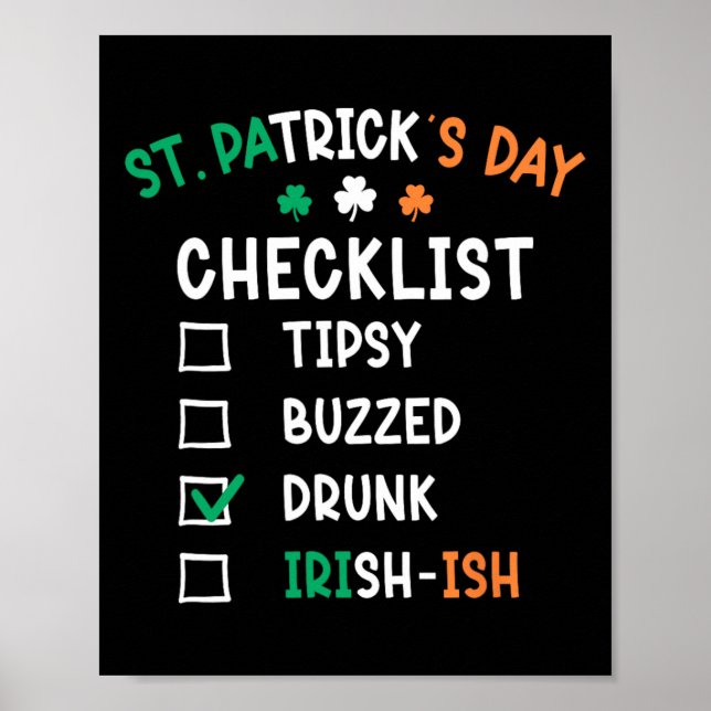 Funny St Patricks Day Checklist 2  Poster (Front)