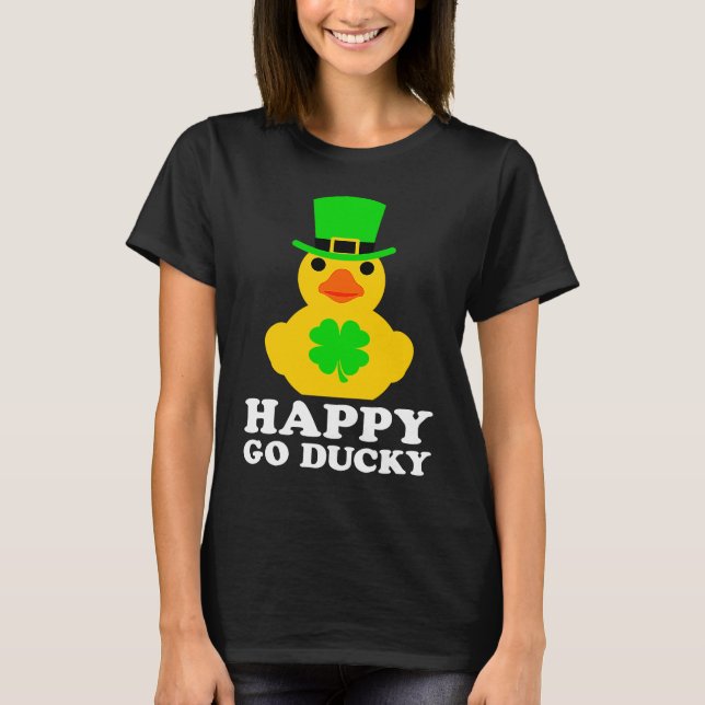 Funny St Patrick's Day Cool Rubber Duck Hat Four L T-Shirt (Front)