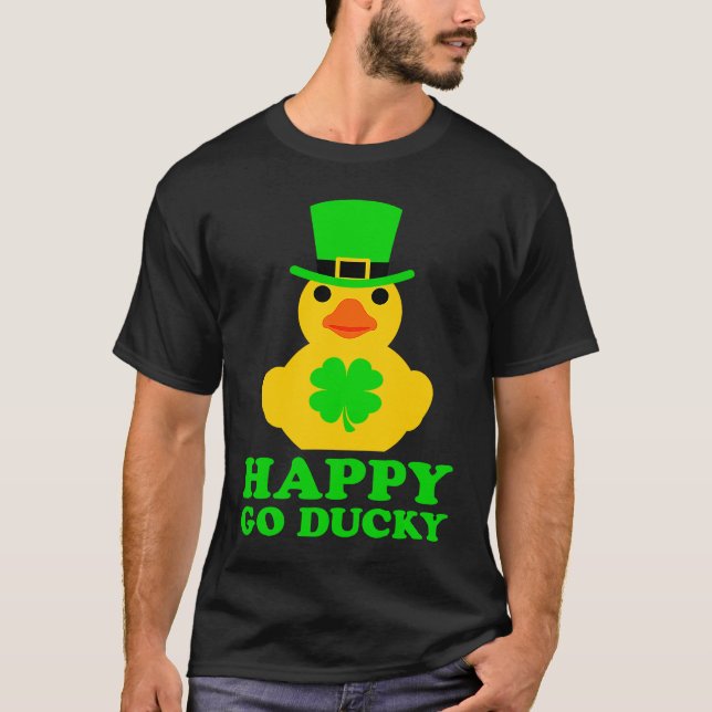 Funny St Patrick's Day Cool Rubber Duck Hat Four L T-Shirt (Front)