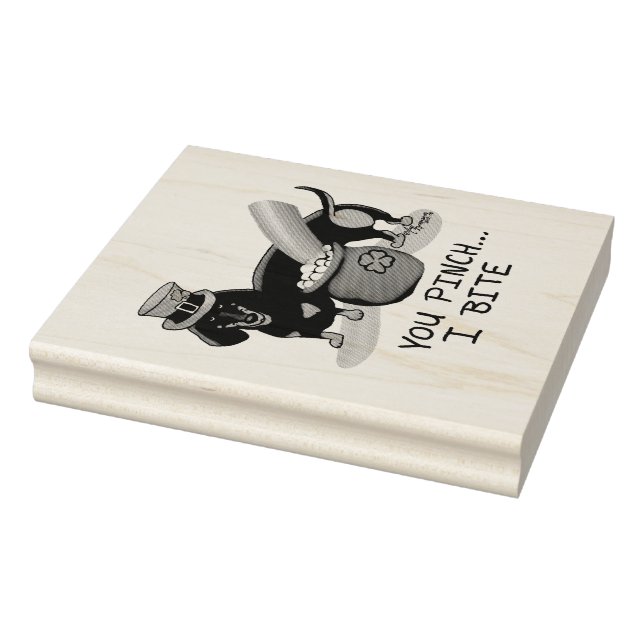 Funny St. Patrick's Day Dachshund (black & tan) Rubber Stamp (Stamp)