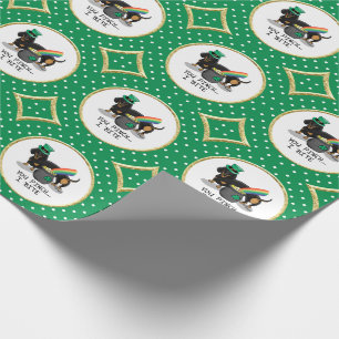 Funny St. Patrick's Day Dachshund (black & tan) Wrapping Paper