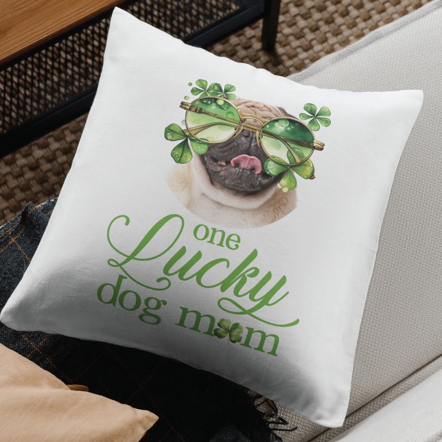 Funny St Patrick's Day Dog Mom Custom Photo  Throw Pillow (Creator Uploaded)