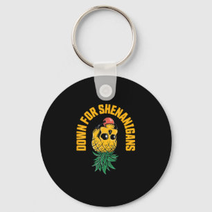 Funny St Patricks Day Down For Shenanigans Swinger Keychain