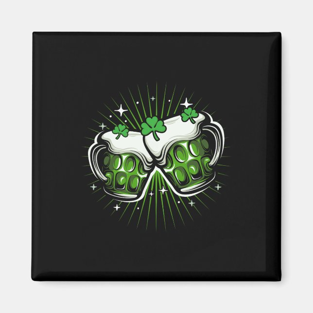 Funny St Patricks Day Drinking Irish Shamrock Gree Magnet (Front)