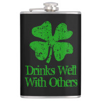 Funny St Patrick's Day drinking quote 8 oz flask