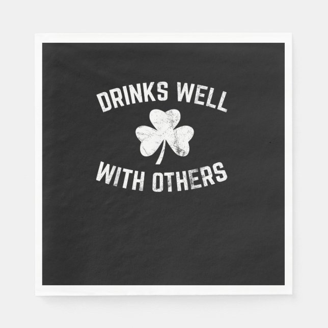 Funny St Patricks Day Drinking Shirt Drinks Well W Napkin (Front)