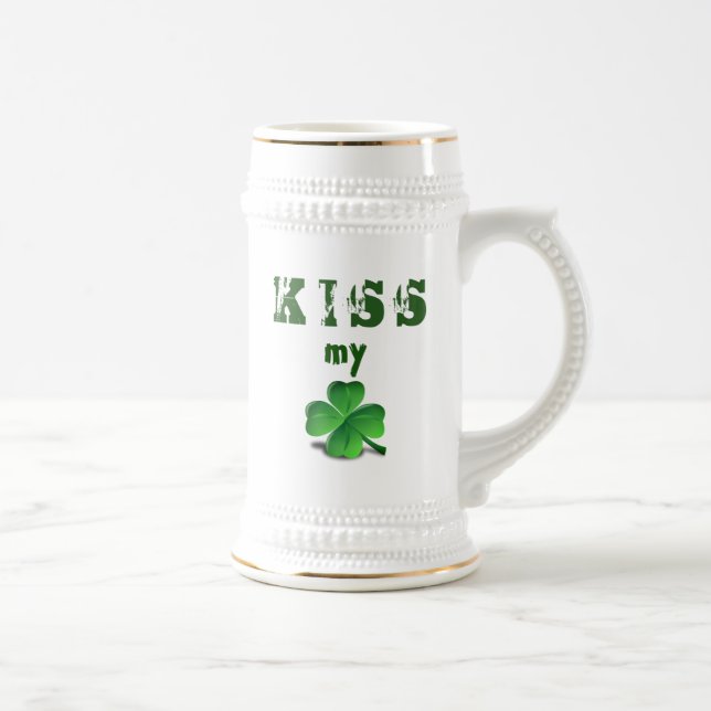 Funny St Patricks Day Green Shamrock Beer Stein (Right)