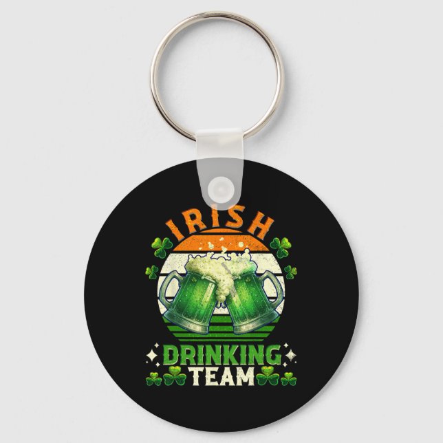Funny St Patricks Day Irish Beer Drinking Team Ire Keychain (Front)