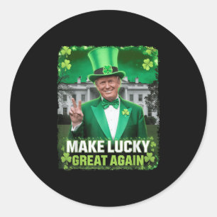 Funny St Patricks Day Irish Trump Leprechaun Leaf Classic Round Sticker