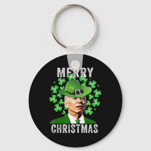 Funny St. Patricks Day Joe Biden Confused Merry Ch Keychain