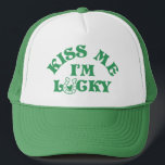 Funny St Patricks Day Kiss Me I'm Lucky Group Trucker Hat<br><div class="desc">Inject some Irish humour into your St. Patrick's Day festivities with our witty t-shirt collection! Embrace the Irish charm with clever sayings and simple typography that stand out in any crowd. Perfect for groups, these tees radiate cheeky charm and evoke smiles at every turn. Grab your dose of green giggles...</div>