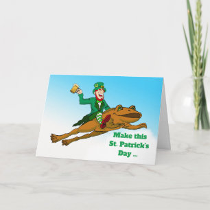 Funny St. Patrick's Day Lager than Life Leprechaun Card