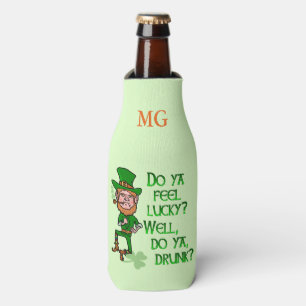 Funny St Patrick's Day Leprechaun Lucky Drunk Bottle Cooler