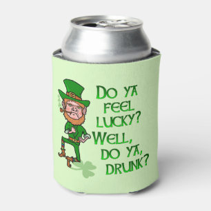 Funny St Patrick's Day Leprechaun Lucky Drunk Can Cooler