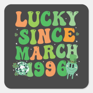 Funny St Patrick's Day Lucky Since March 1996 Square Sticker