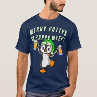Funny St Patricks Day Party Penguin Drinking T-Shirt