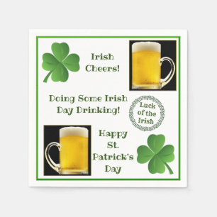 Funny St. Patrick's Day Quotes Beer Shamrock Party Napkin