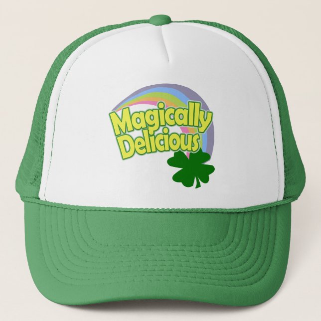 Funny St Patricks Day Rainbow Trucker Hat (Front)