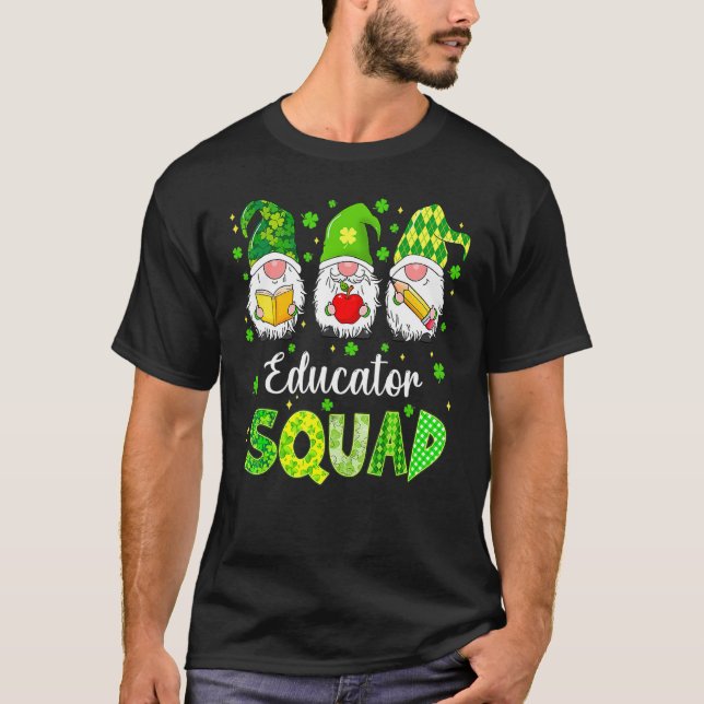 Funny St Patricks Day Shamrock Educator Squad Iris T-Shirt (Front)