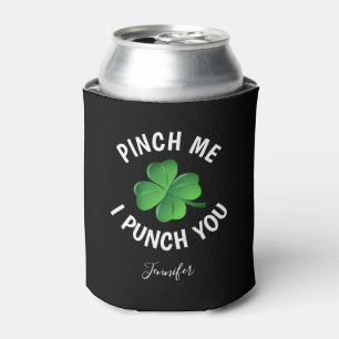 Funny St Patricks Day Shamrock Personalized Name Can Cooler