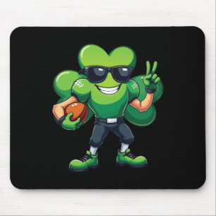 Funny St Patrick's Day Shamrock Playing Soccer Gif Mouse Pad