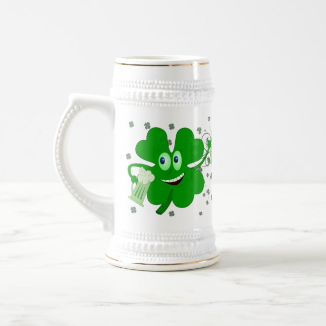 Funny St Patricks Day Shamrock Stein (Left)