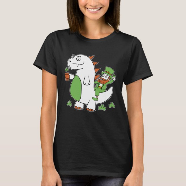 Funny St Patrick's Day Shirt Leprechaun Dragon Clo (Front)