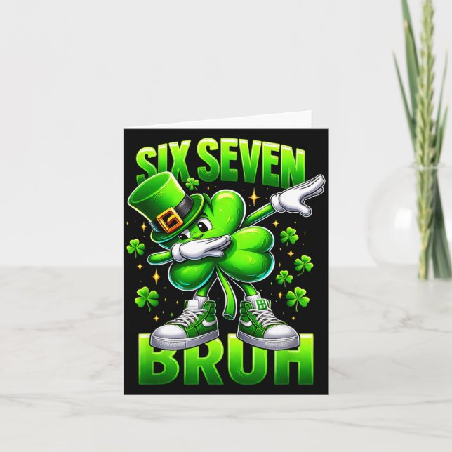 Funny St Patrick's Day Six Seven Bruh 67 Meme Sham Card (Front)