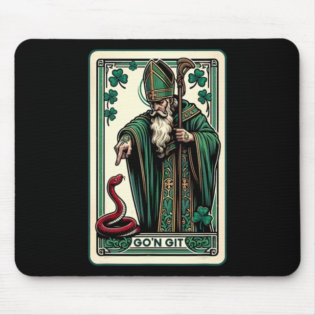 Funny St Patricks Day Tarot Card Go'n Git St Patri Mouse Pad (Front)