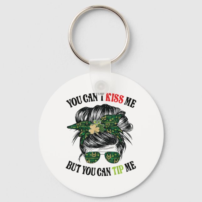Funny St Patricks Day Waitress Bartender Waiter Ti Keychain (Front)
