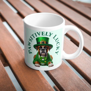 Funny St Patrick's Dog Pawsitively Lucky Coffee Mug
