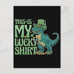 Funny st patricks holiday leprechaun trex dinosaur postcard