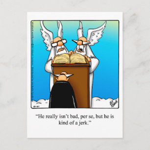 Funny "St. Peter & The Jerk" Carte postale Humour