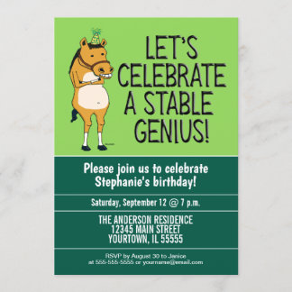 Funny Stable Genius Horse Birthday Party Invitation