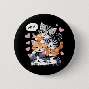Funny Stacked Kittens Purramid of Paws 2 Inch Round Button