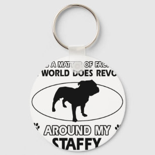 Funny staffy designs keychain