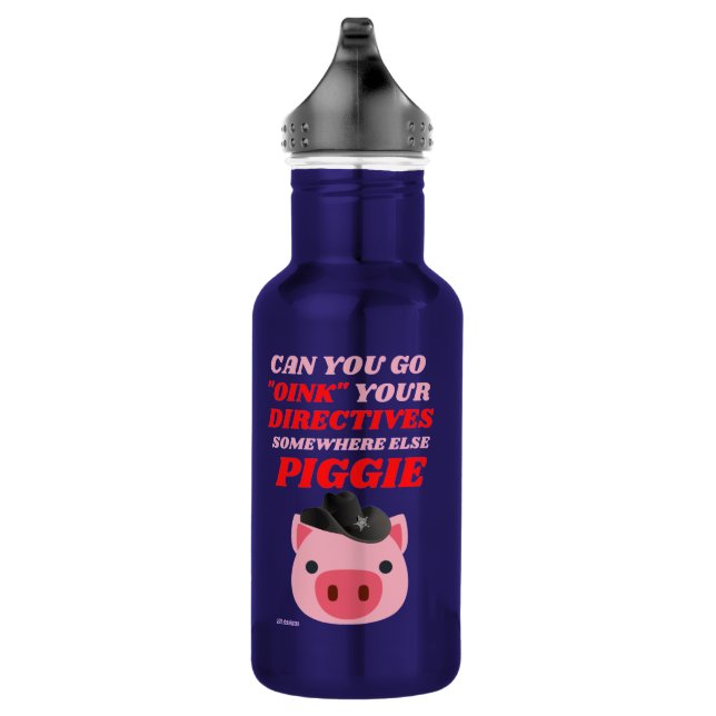 funny stainless steel water bottle  "OINK PIGGIE" (Right)