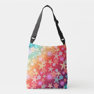 Funny Starfish in a colourful rainbow style patter Crossbody Bag