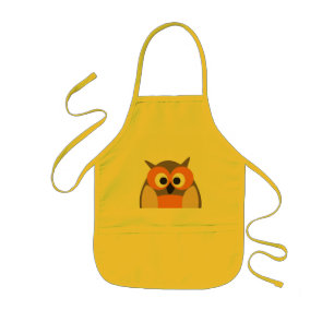 Funny staring cartoon owl apron