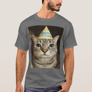 Funny Staring Meme Cat Birthday Greeting Adults T-Shirt