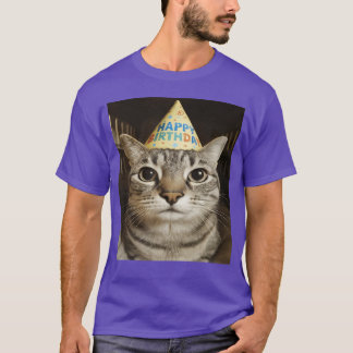 Funny Staring Meme Cat Birthday Greeting Adults T-Shirt