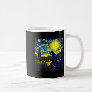 Funny Starry Night Van Gogh Cat No King for Men Coffee Mug