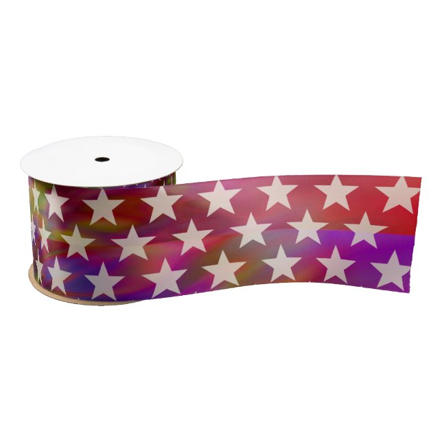 Funny Stars Pattern transparent + your background Satin Ribbon (Spool)