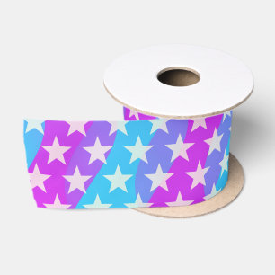 Funny Stars Pattern transparent + your background Satin Ribbon