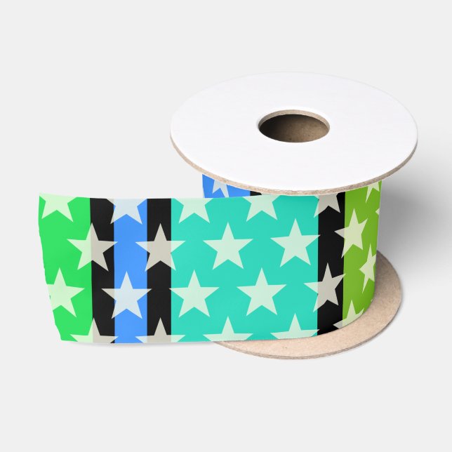 Funny Stars Pattern transparent + your background Satin Ribbon (Spool)